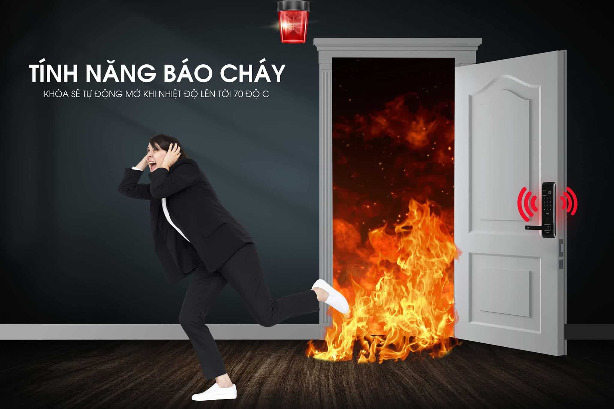 Tính năng báo cháy của khoá EPIC EF 8000L sẽ tự động mở khi nhiệt độ cao