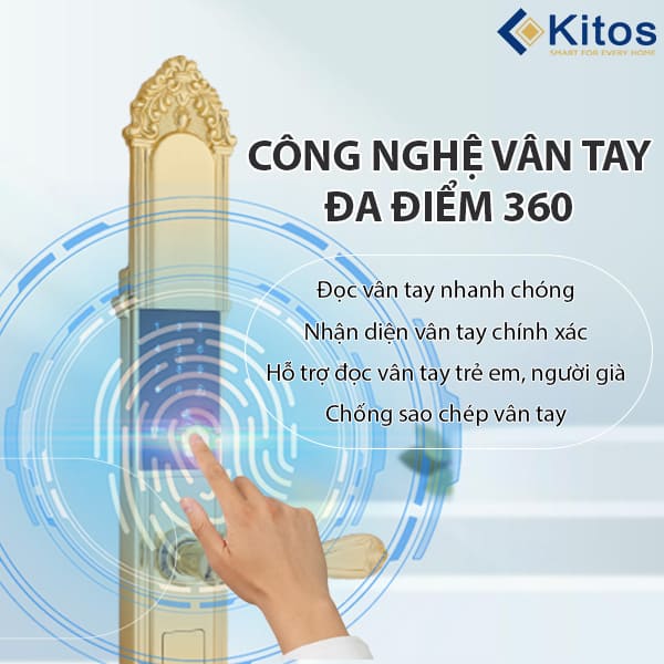 Công nghệ vân tay đa điểm 360 hiện đại trên khóa Kitos KT-C810