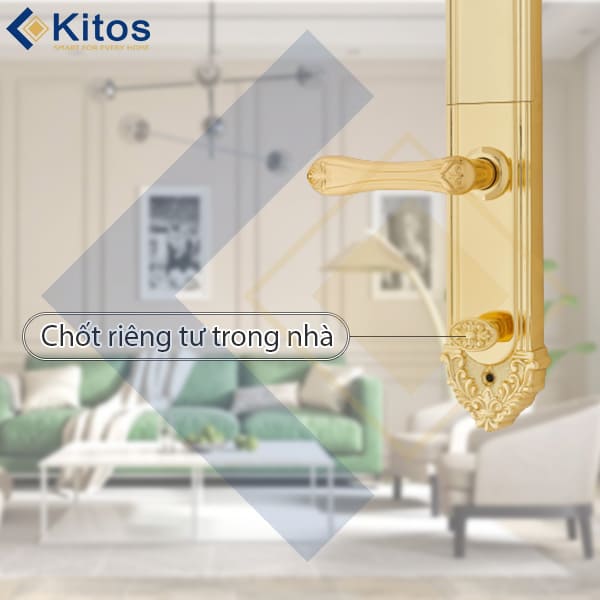 Khóa đại sảnh tân cố điển Kitos KT-C810 Gold 24K có chốt riêng tư cực kỳ an toàn