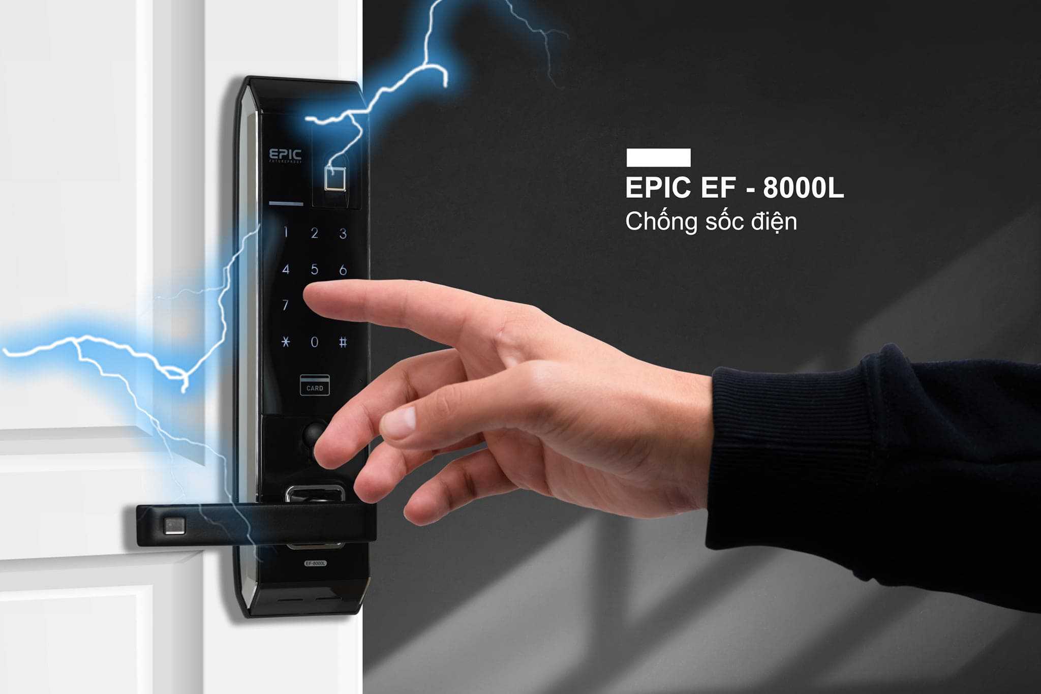 Tính năng chống sốc điện của khoá vân tay EPIC EF 8000L