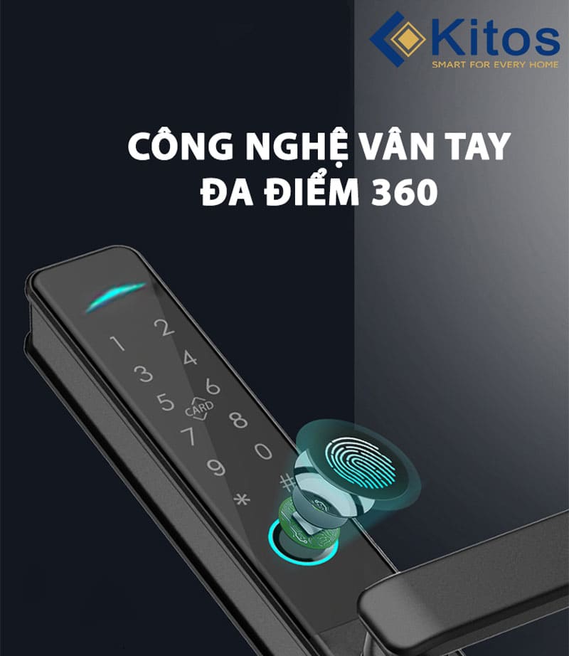 Khoá cửa KT-AL38 sử dụng công nghệ mở khoá vân tay đa điểm 360