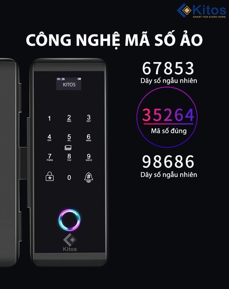 Khoá cửa Kitos KT-GL60 tích hợp công nghệ mã số ảo