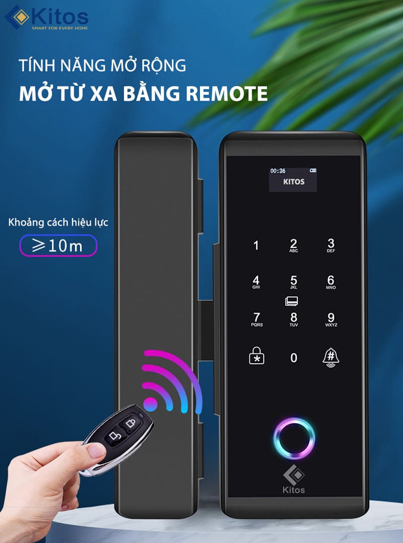 Khoá cửa Kitos KT-GL60 tích hợp tính năng mở khoá bằng wifi, bluetooth