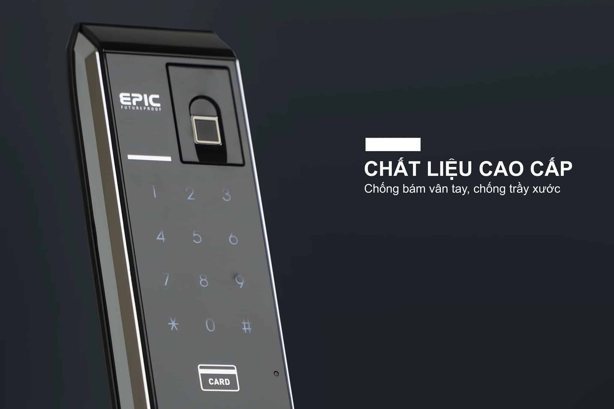 Khoá vân tay EPIC EF 8000L sử dụng Chất liệu hợp kim cao cấp