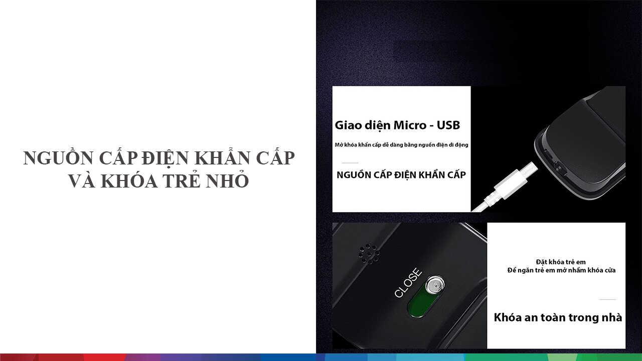 EL800A có cổng sạc khẩn cấp và chốt khóa trẻ em an toàn