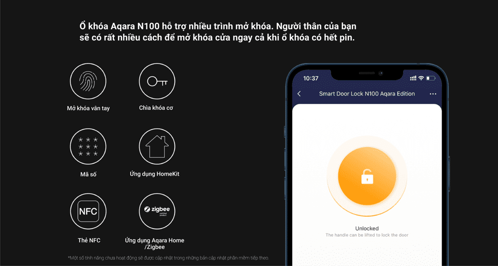 Khóa thông minh Xiaomi Aqara N100 có đa dạng phương thức mở khóa