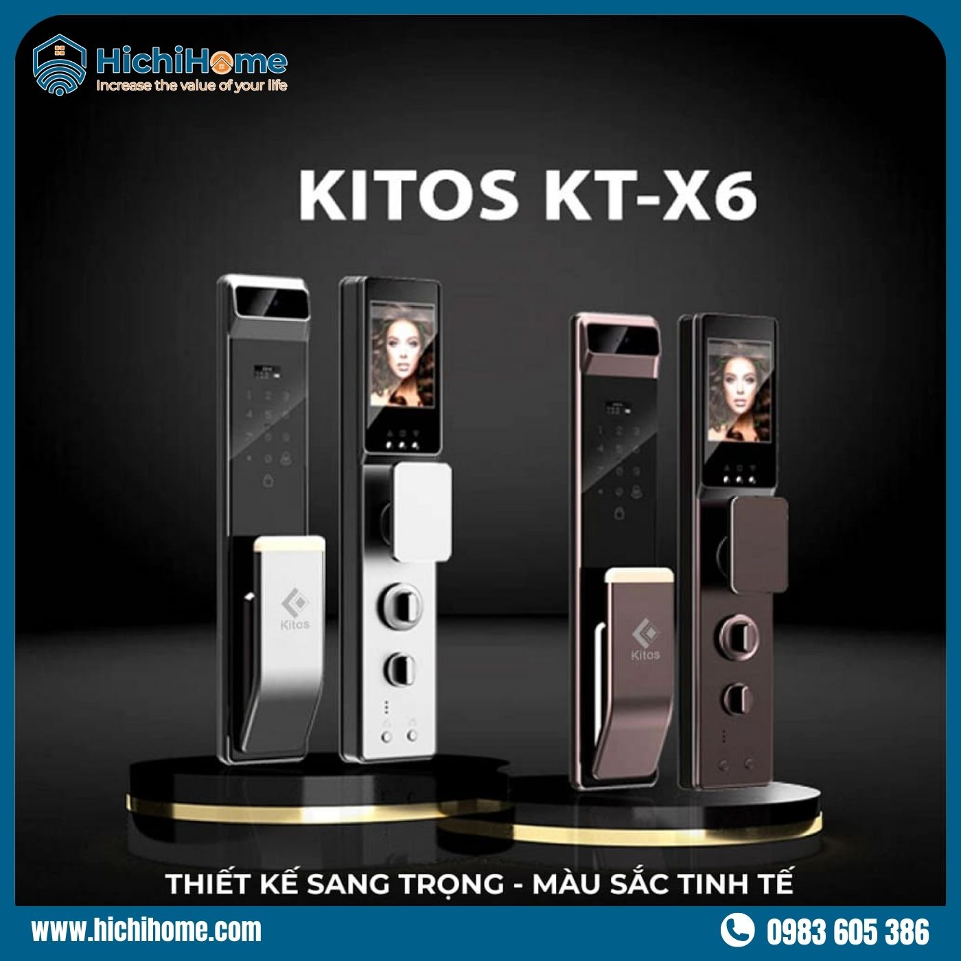 Ổ khóa cửa sắt vân tay Kitos KT X6 có camera nhận diện khuôn mặt