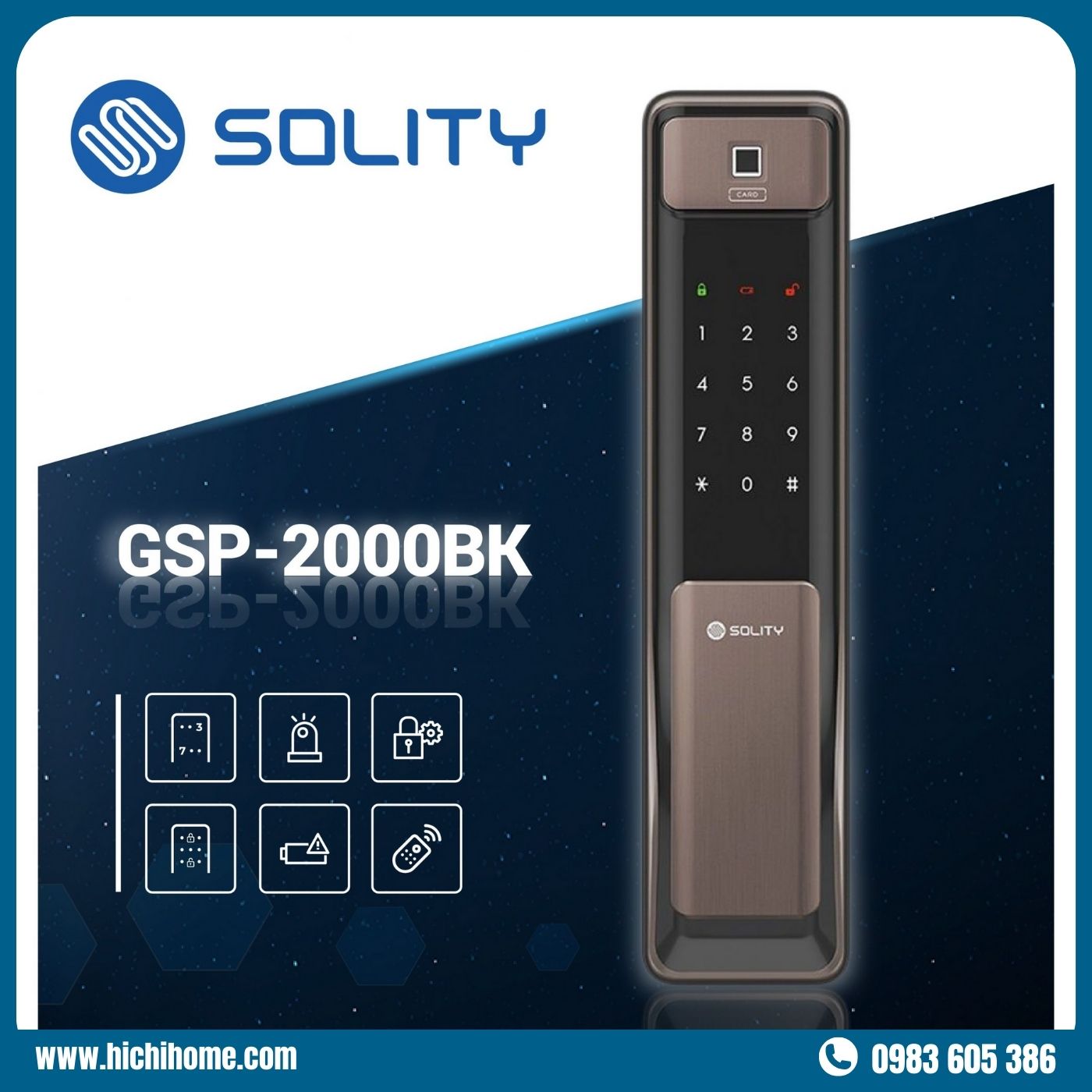 khóa thông minh Solity GSP-2000BK cho cửa nhà