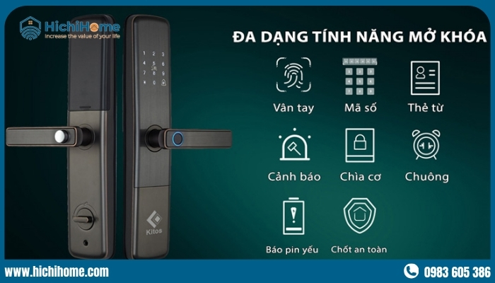 Ổ khóa cửa vân tay có đa dạng tính năng mở khóa bảo mật cao