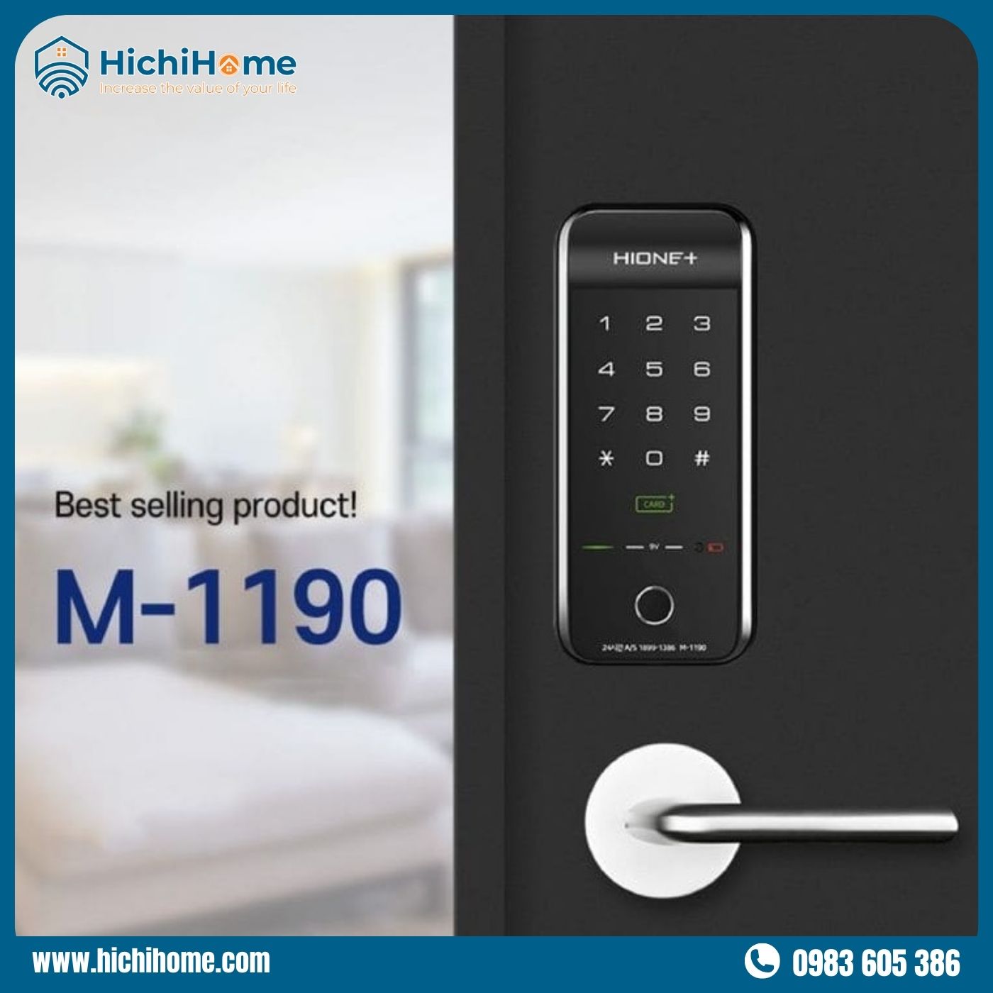 Khoá cửa Hione M-1190 không có tay nắm cửa