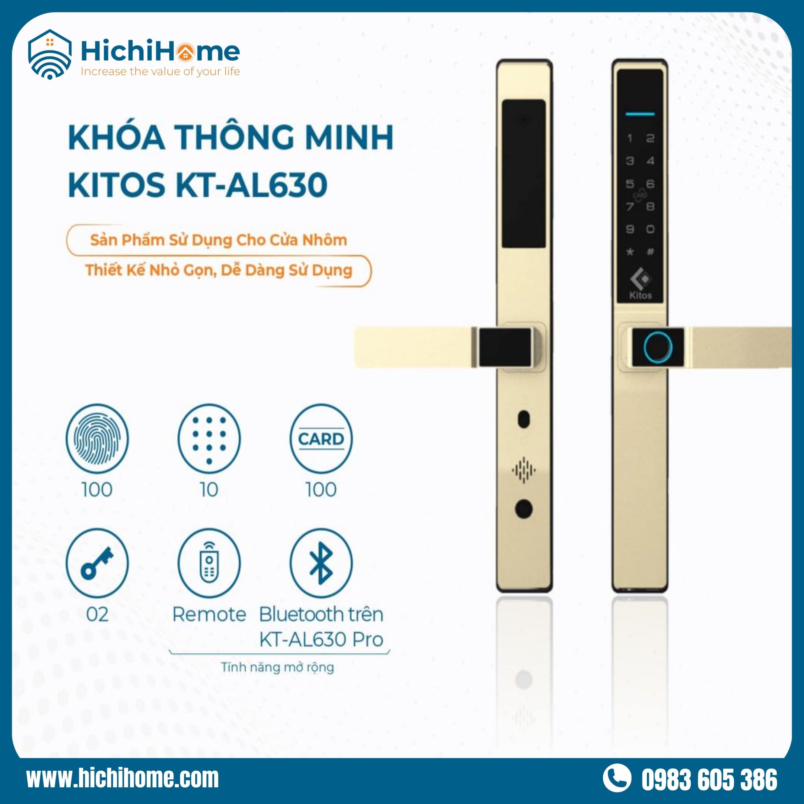 Khóa Kitos thiết kế mạ vạng sang trọng