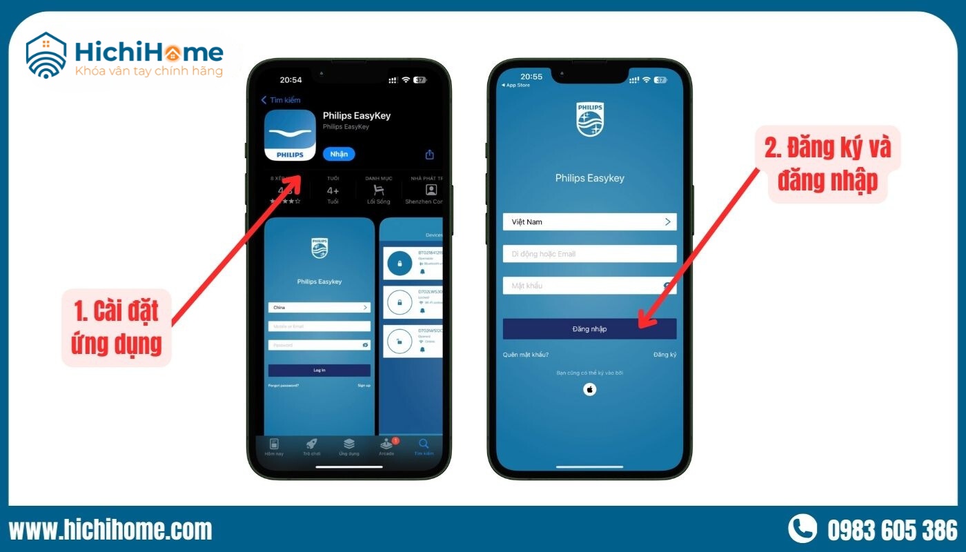 Tải app Philips EasyKey và đăng nhập