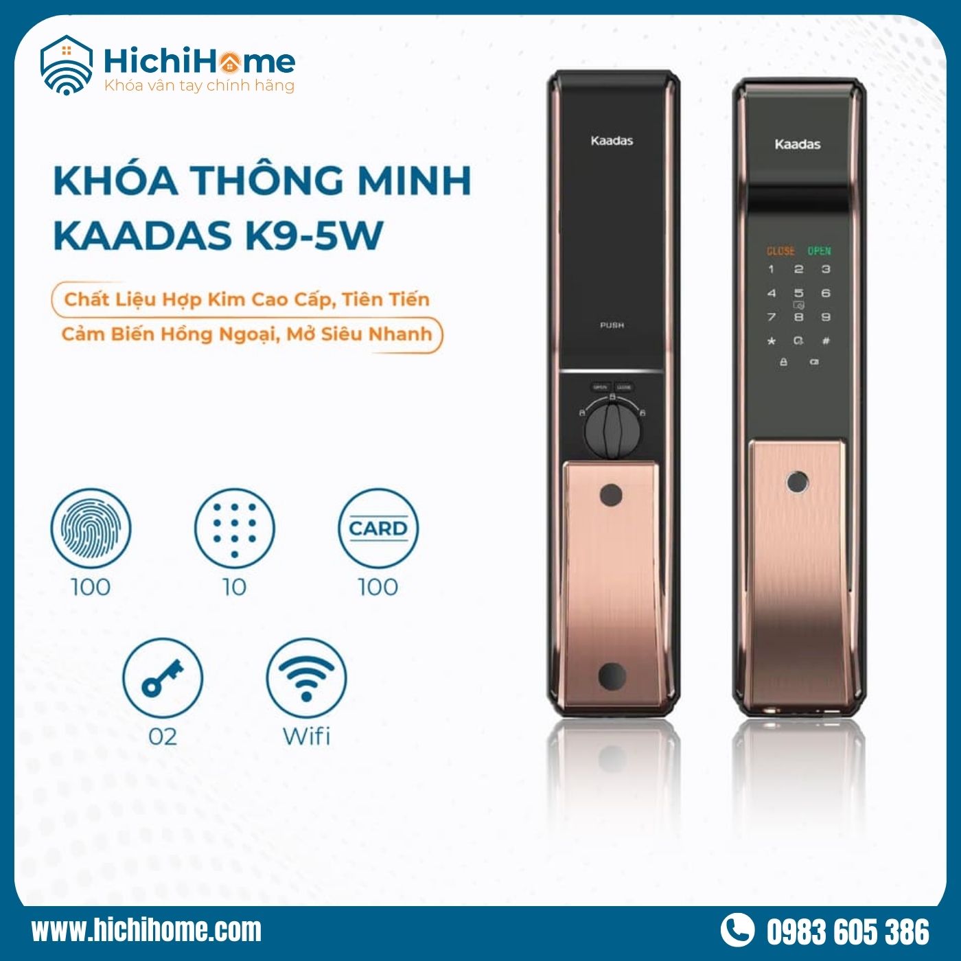 Khóa điện tử giá 10 triệu hãng Kaadas mẫu K9-5W