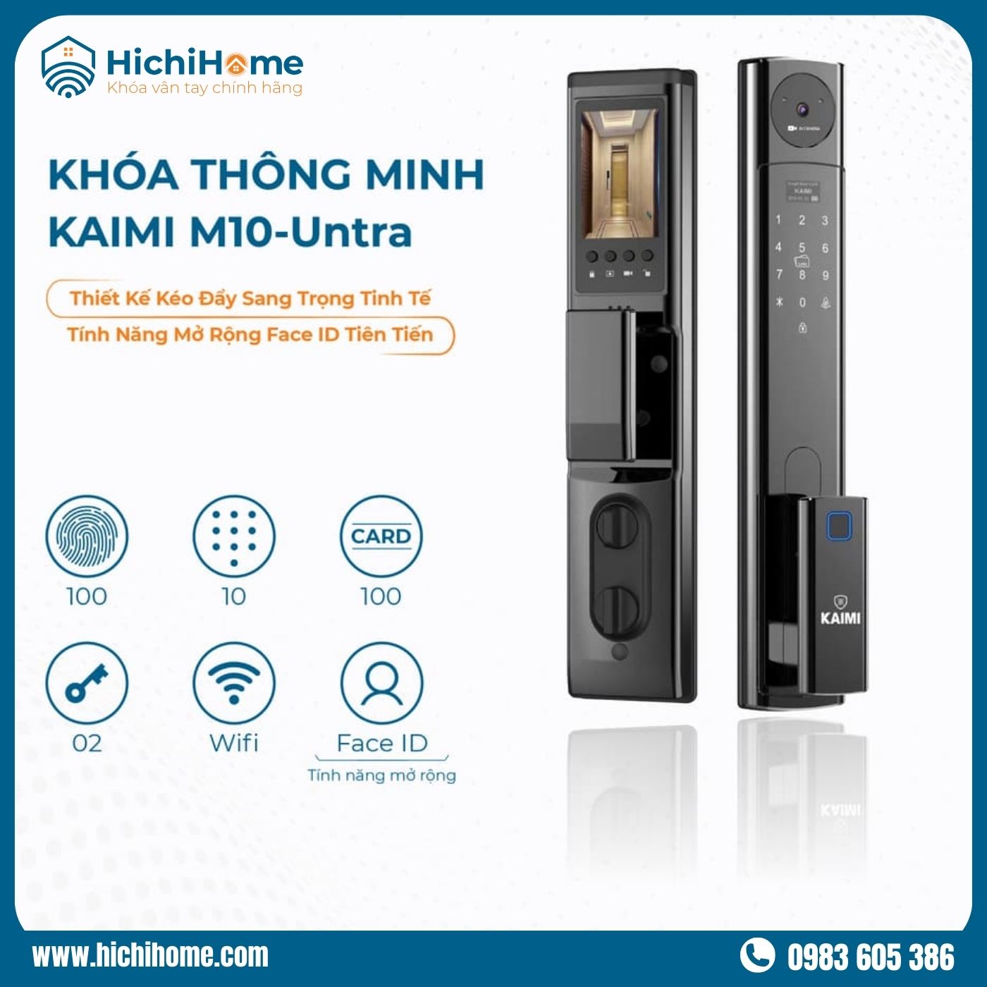 Khóa điện tử dưới 10 triệu Kaimi KM10-Untra tích hợp nhận diện khuôn mặt