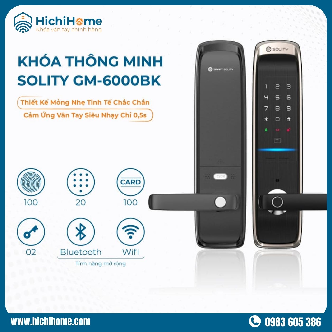 Mẫu khóa cửa điện tử giá dưới 10 triệu Solity GM-6000BK