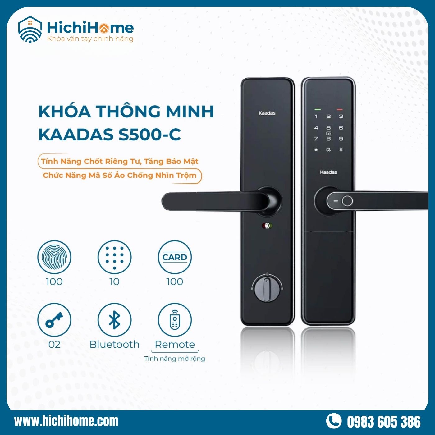 Kaadas S500-C phù hợp nhiều loại cửa, an toàn, thông minh