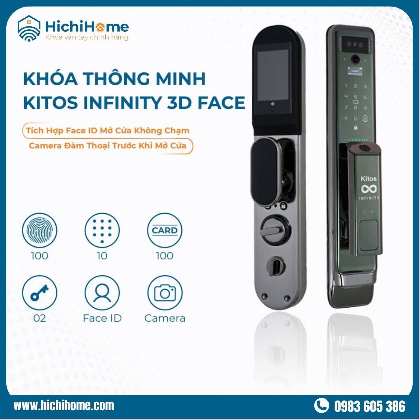 Khóa cửa điện tử nhận dạng khuôn mặt Kitos Infinity 3D Face