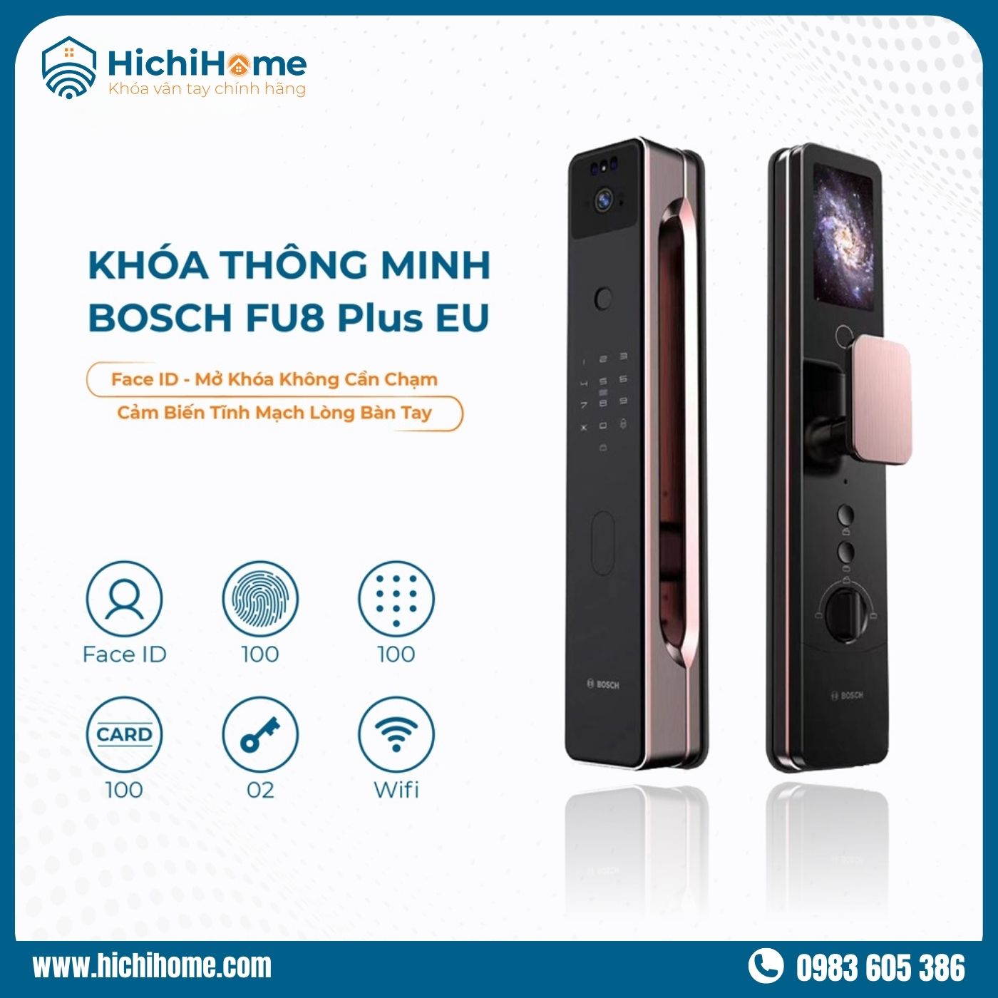 Khóa điện tử dùng vân tay Bosch FU8 Plus EU cao cấp