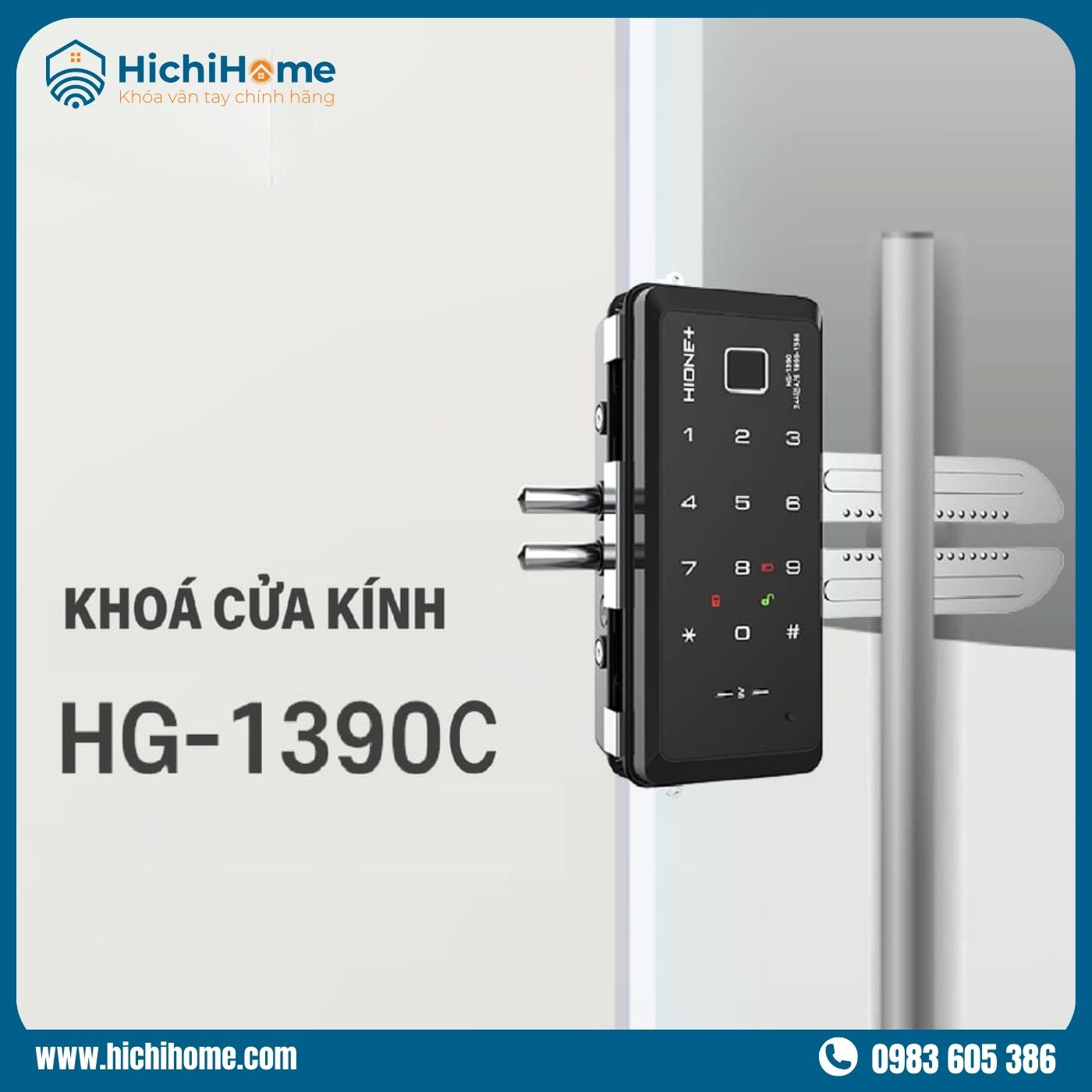 Khóa Hione HG-1390C kết hợp mở khóa vân tay và mật khẩu