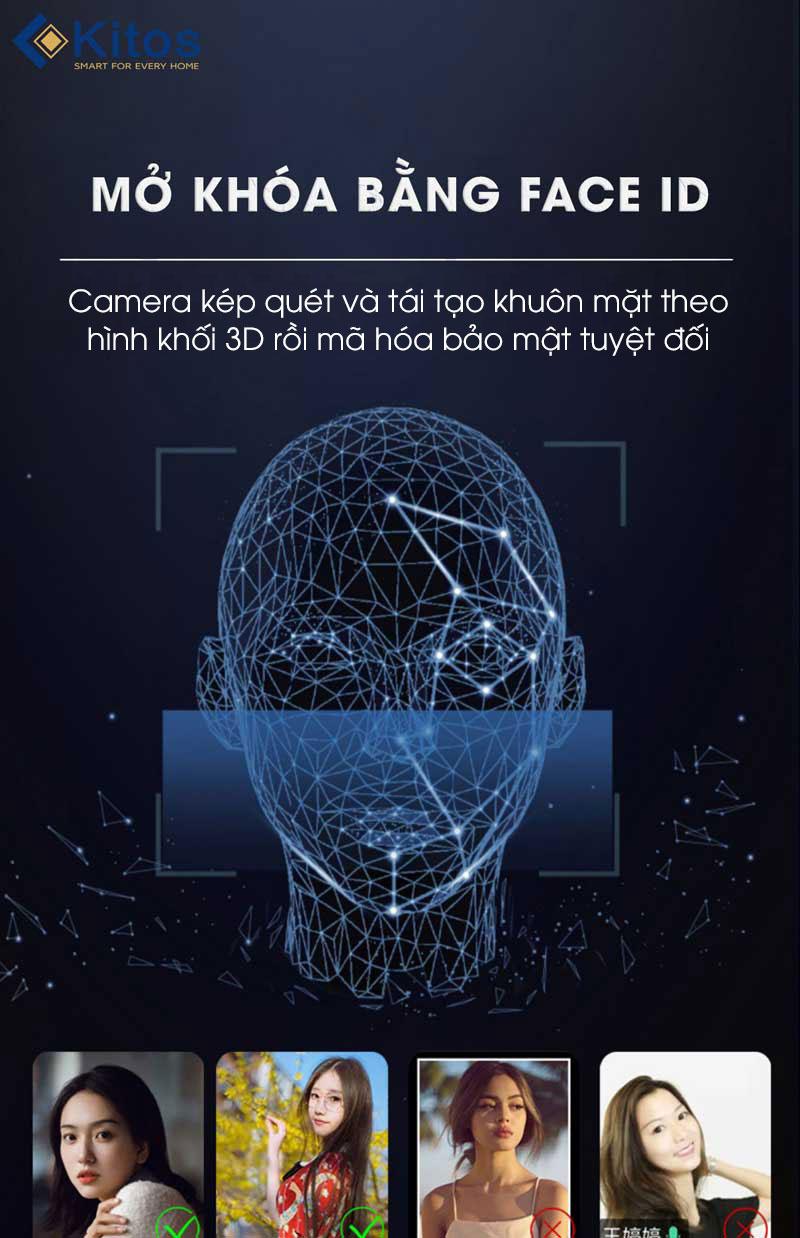 tính năng mở khóa face id của khóa Kitos ALS6 Face Plus