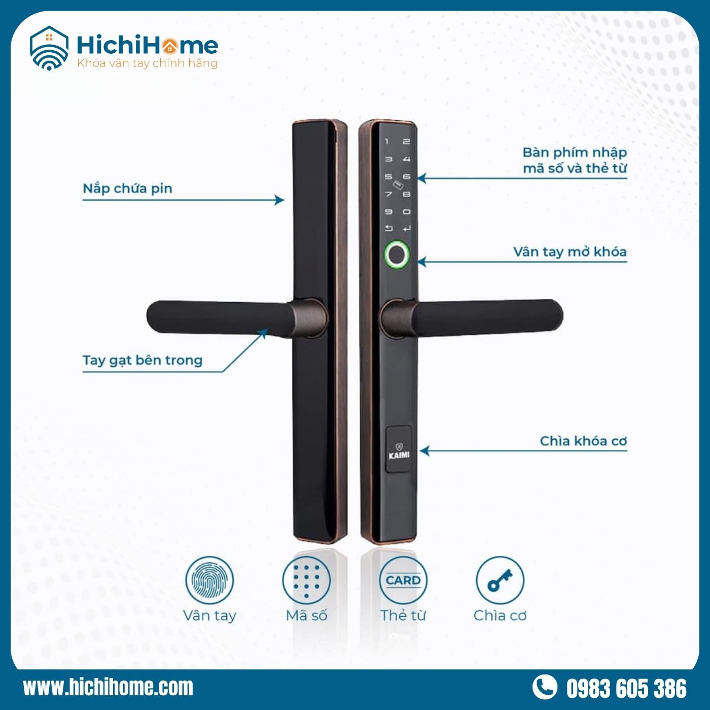 Khóa cửa thông minh tay gạt Kaimi CN109